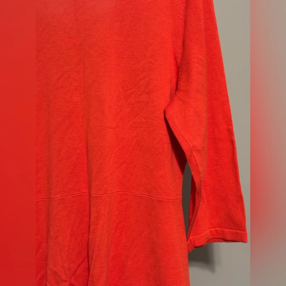Isaac Mizrahi Live orange cotton blend 3/4 sleeve button cardigan tunic‎ Size L